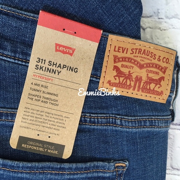 NWT Levi’s 311 Hypersoft Shaping Skinny Jeans Lightly Distressed Denim Size 16 - Picture 9 of 16